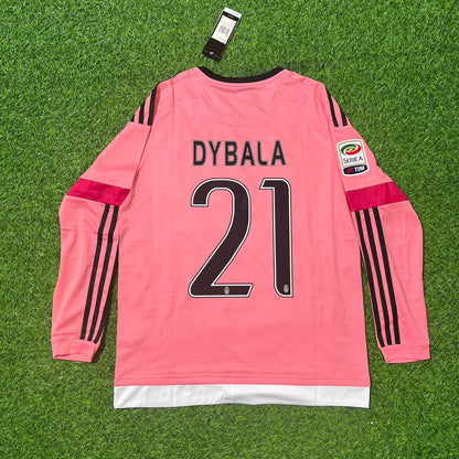 Paulo Dybala Juventus Retro Long Sleeve 2015-2016 Pink Jersey Trikot