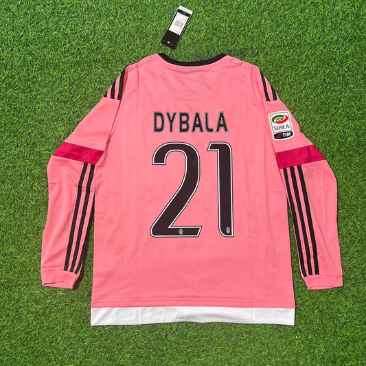 Paulo Dybala Juventus Retro Long Sleeve 2015-2016 Pink Jersey Trikot