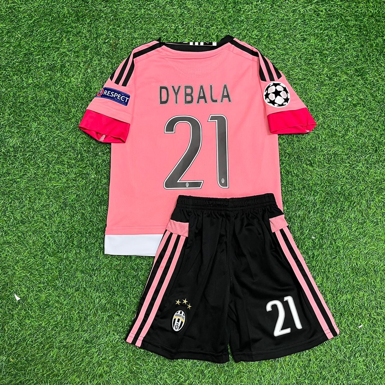 Paulo Dybala Juventus 2015-2016 Retro Pink Kids Football Jersey Kit