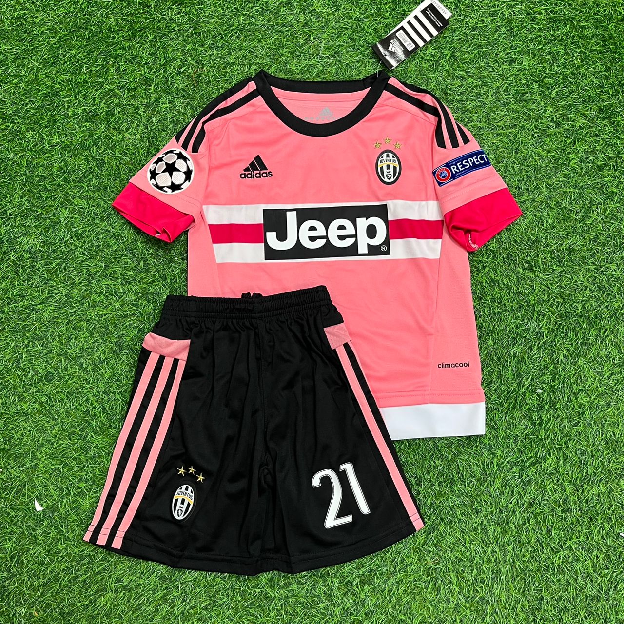 Paulo Dybala Juventus 2015-2016 Retro Pink Kids Football Jersey Kit