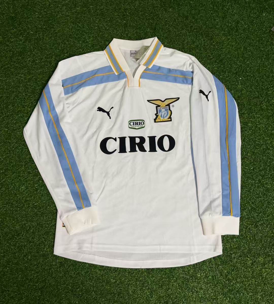 Juan Sebastian Veron Lazio 1999 2000 White Long Sleeve Retro Football Jersey Kit