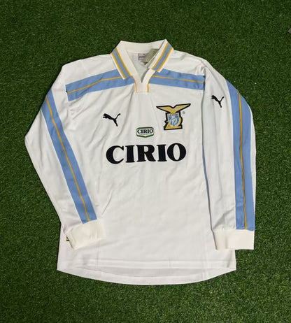 Juan Sebastian Veron Lazio 1999 2000 White Long Sleeve Retro Football Jersey Kit