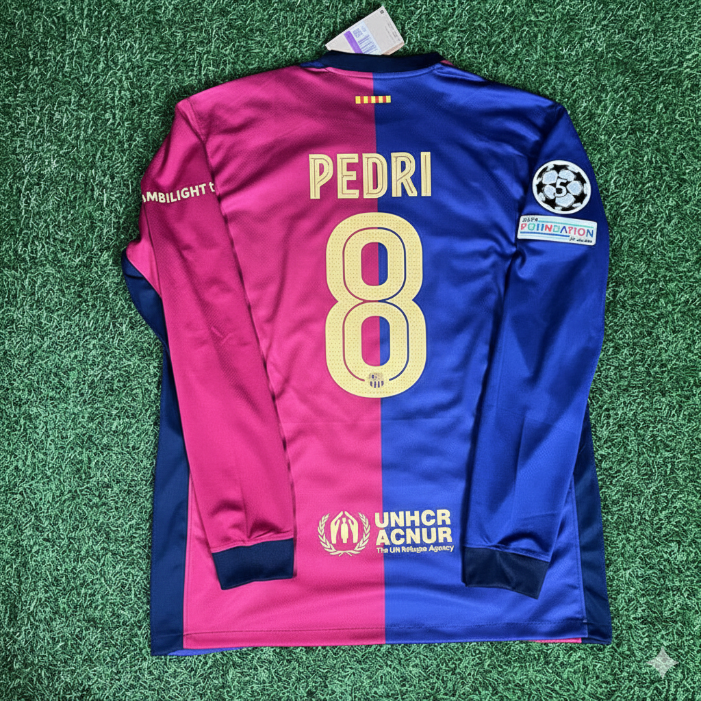 Pedri 8- Barcelona 2025 Champions League Long Sleeve Jersey Soccer Shirt