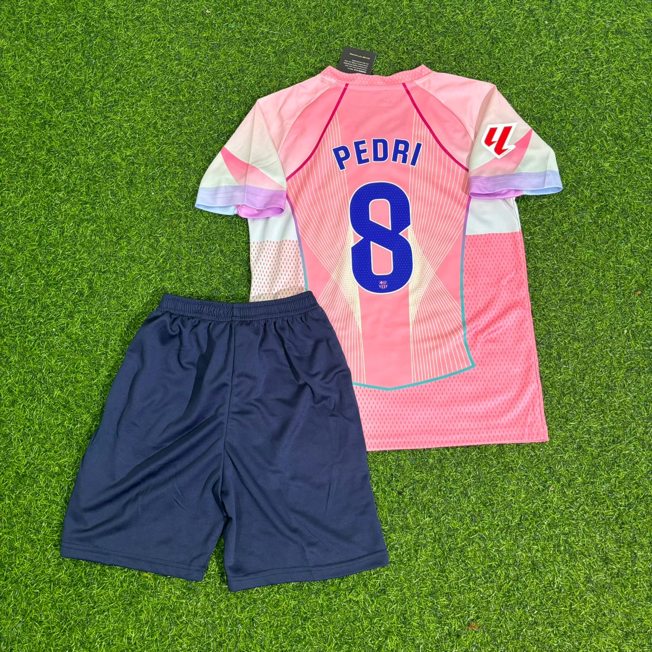 Pedri Barcelona 2026 Pink Kids New Season Football Jersey Kit