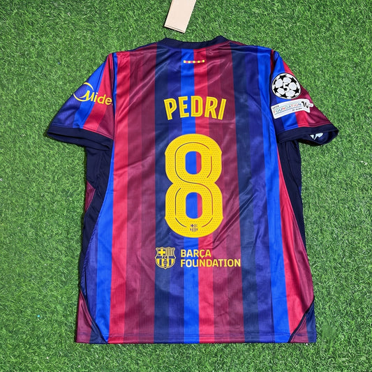 Pedri  #8 Barcelona 2027 New Season Champions League Patch Home Jersey Trikot Maillot Soccer Shirt