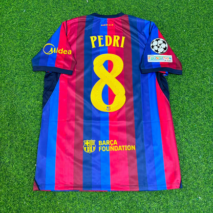 Pedri  #8 Barcelona 2027 New Season Champions League Patch Home Jersey Trikot Maillot Soccer Shirt