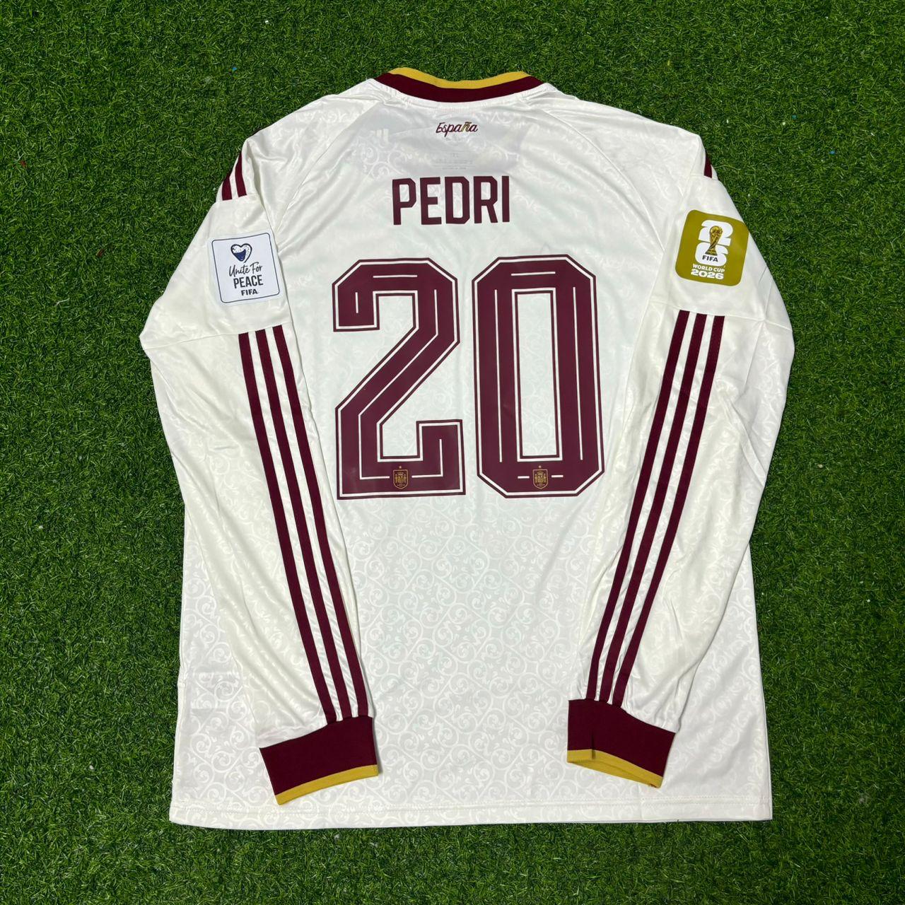 Pedri #20 Spain 2026 World Cup Away Long Sleeve Jersey Trikot Maillot
