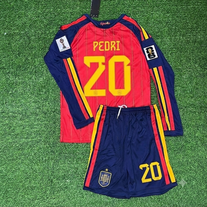 Pedri Spain 2026 World Cup Kids Home Long Sleeve Football Jersey