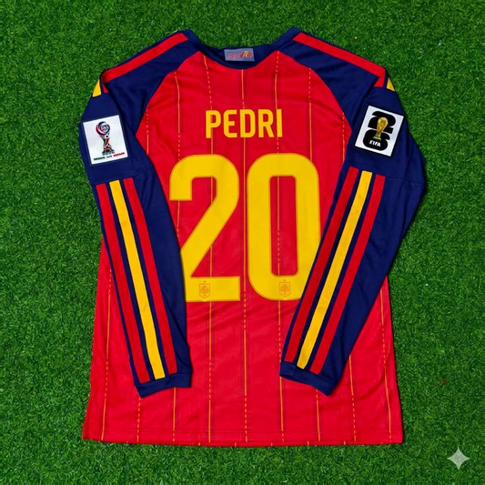 Pedri #20 Spain 2026 World Cup Home Long Sleeve Jersey Trikot Maillot