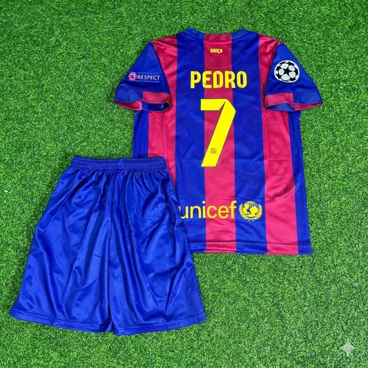 Pedro #7 Barcelona 2015 Champions League Final Kids Retro Jersey