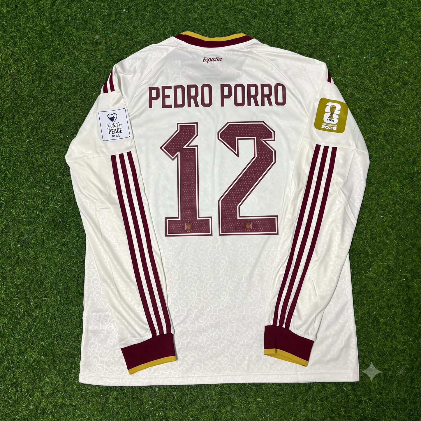 Pedro Porro #12 Spain 2026 World Cup Away Long Sleeve Jersey Trikot Maillot