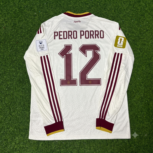 Pedro Porro #12 Spain 2026 World Cup Away Long Sleeve Jersey Trikot Maillot