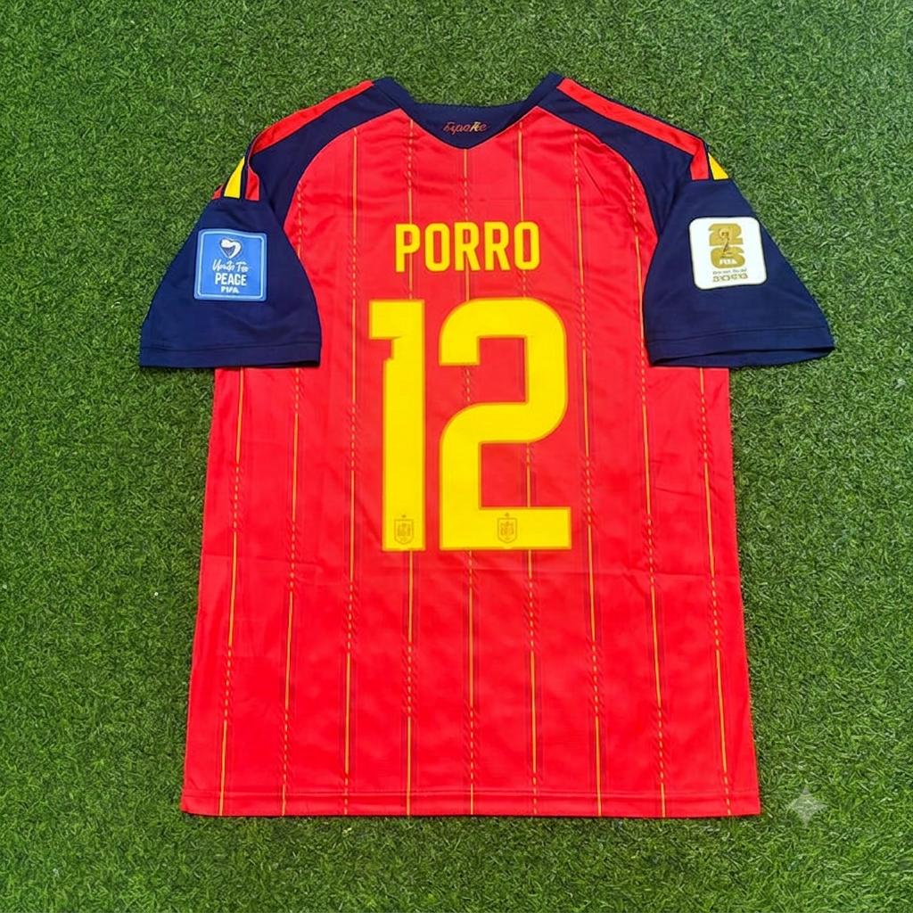 Pedro Porro #12 Spain 2026 World Cup Home Football Jersey