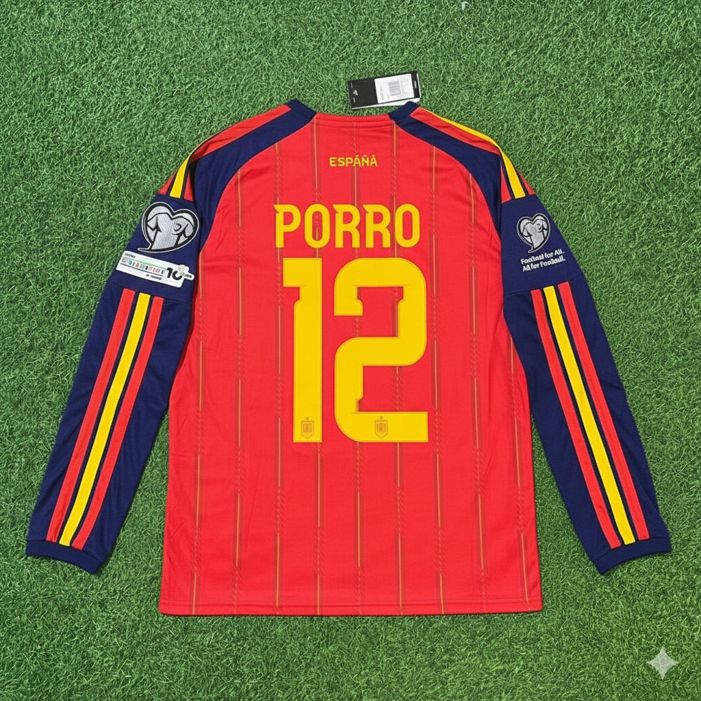 Maillot domicile manches longues Pedro Porro Espagne Coupe du Monde 2026