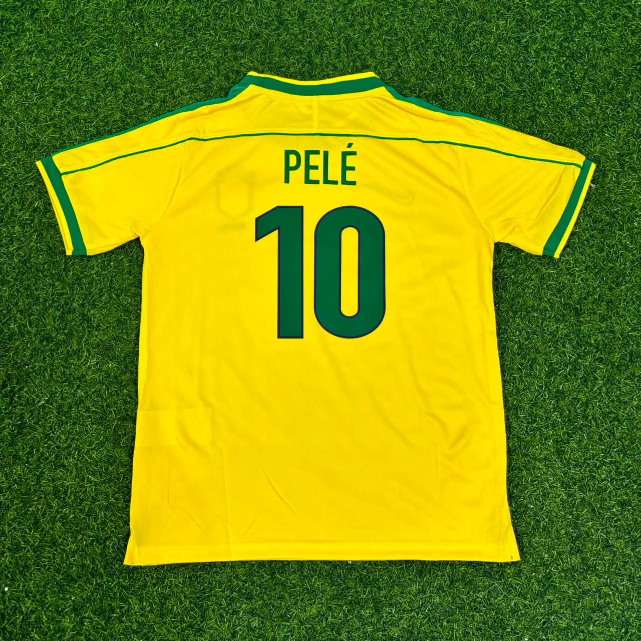 Pele #10 Brazil Retro Kids Soccer Kit Jersey Kinder Trikot Maillot Enfant Soccer Shirt