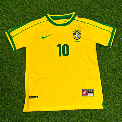 Pele #10 Brazil Retro Kids Soccer Kit Jersey Kinder Trikot Maillot Enfant Soccer Shirt