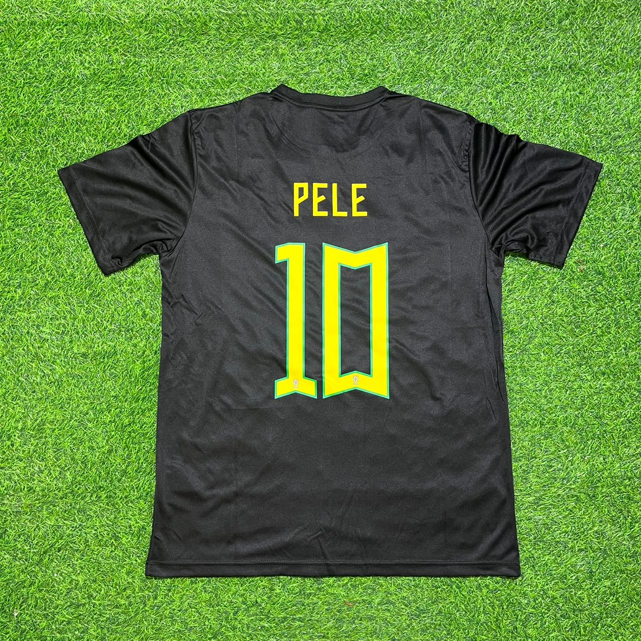 Pele Brazil Black Retro Football Jersey Kit