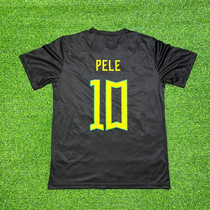 Pele Brazil Black Retro Football Jersey Kit