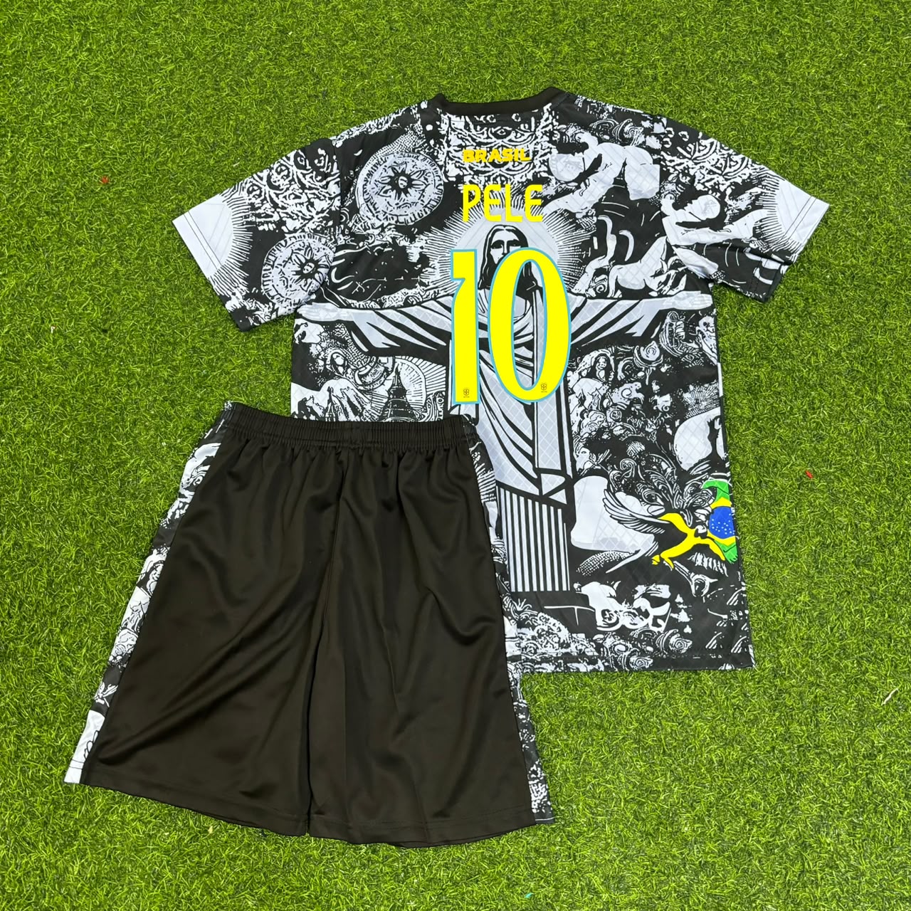 Pele Brazil Iconic Kids Retro Football Jersey Trikot Maglia Soccer Shirt