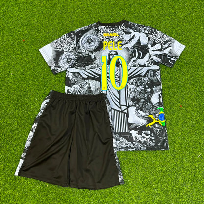 Pele Brazil Iconic Kids Retro Football Jersey Trikot Maglia Soccer Shirt