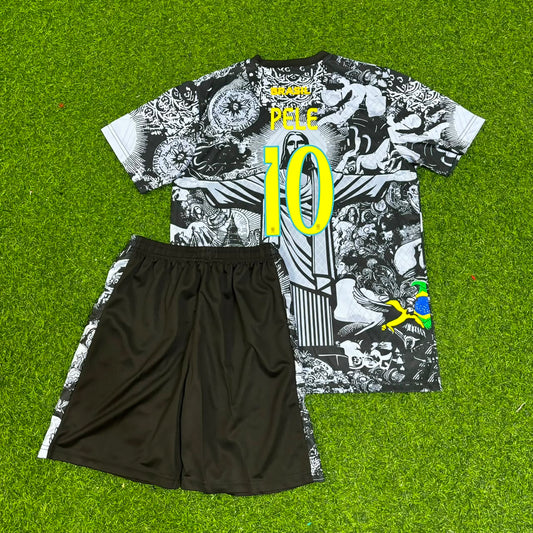 Pele Brazil Iconic Kids Retro Football Jersey Trikot Maglia Soccer Shirt