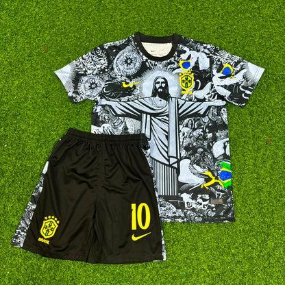 Pele Brazil Iconic Kids Retro Football Jersey Trikot Maglia Soccer Shirt