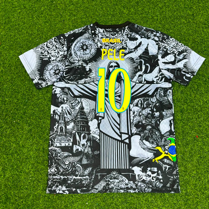 Pele Brazil Iconic Kids Retro Football Jersey Trikot Maglia Soccer Shirt
