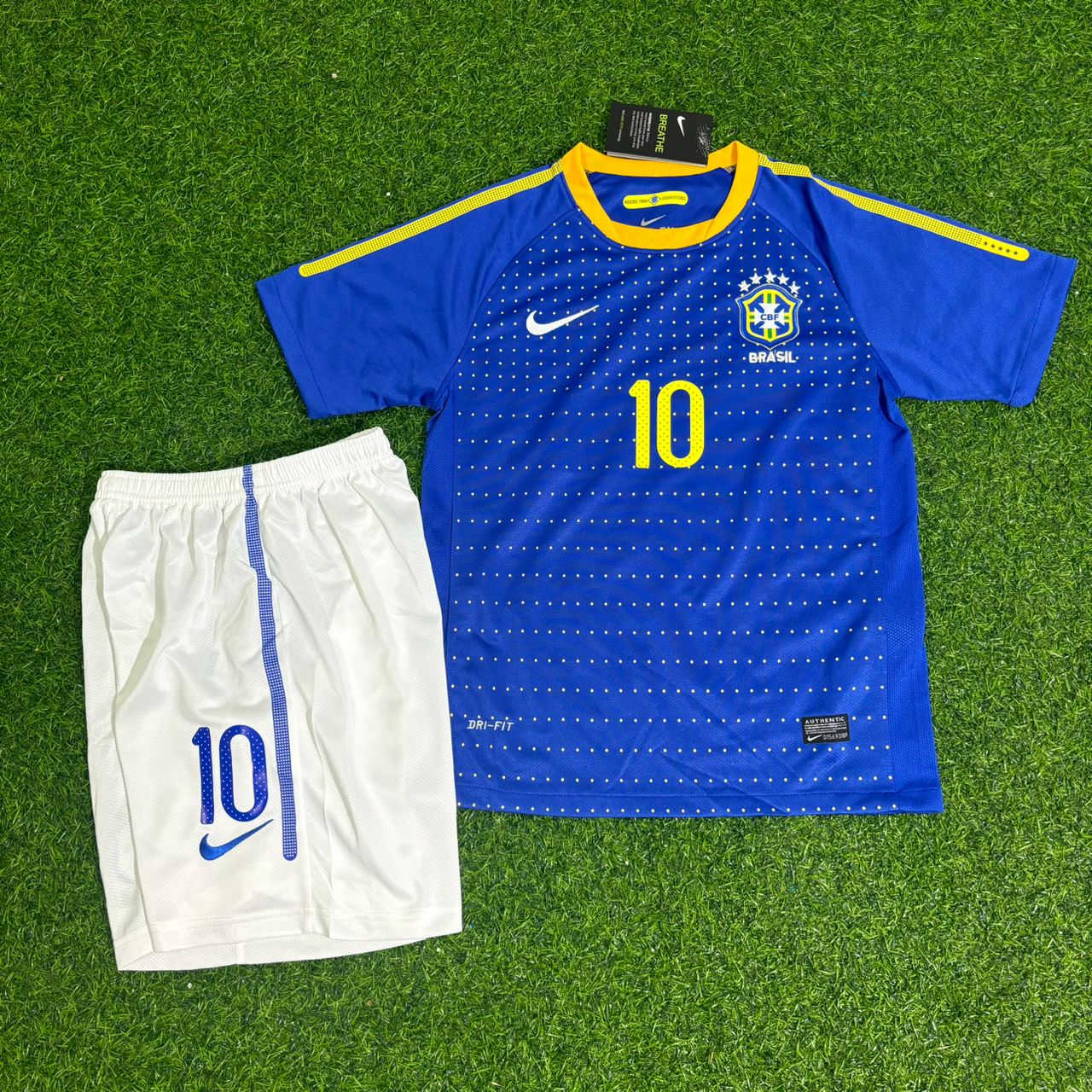 Pelé Brazil World Cup Retro Blue Kids Football Jersey