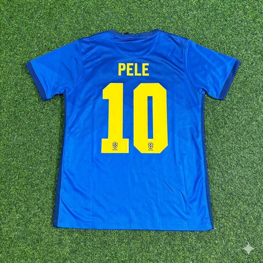 Pele Brazil Blue Football Jersey Trikot Maillot
