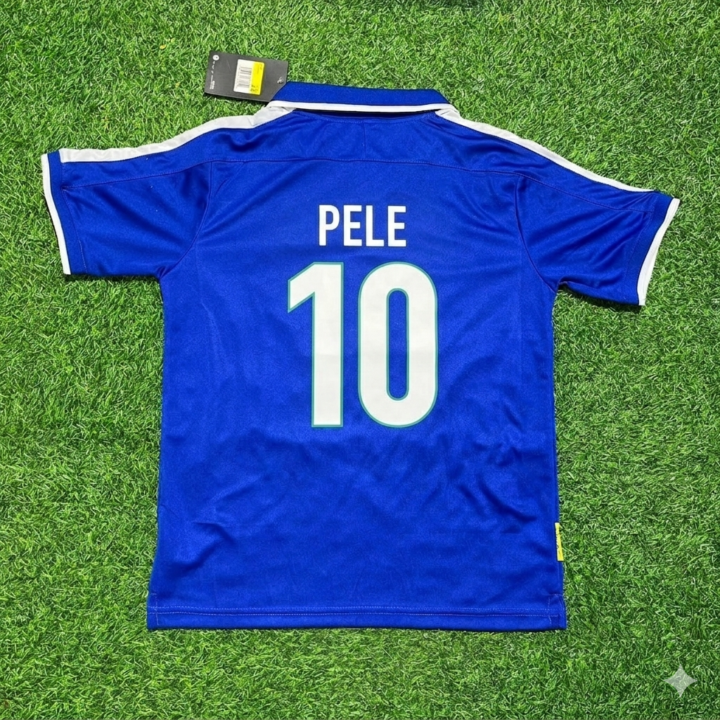 Pele Brazil Blue Retro Football Jersey