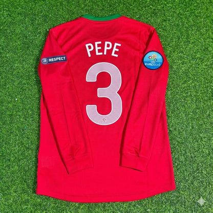 Pepe #3 Portugal EURO 2012 Long Sleeve Retro Football Jersey