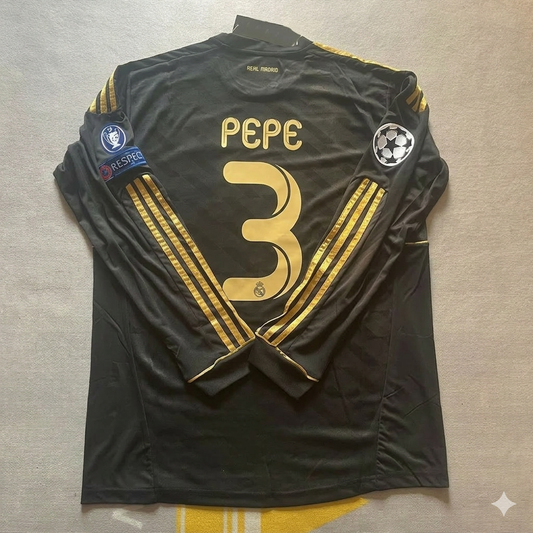 Pepe 3-  Real  Madrid 2011-2012  Champions League Long Sleeve Jersey Soccer Shirt