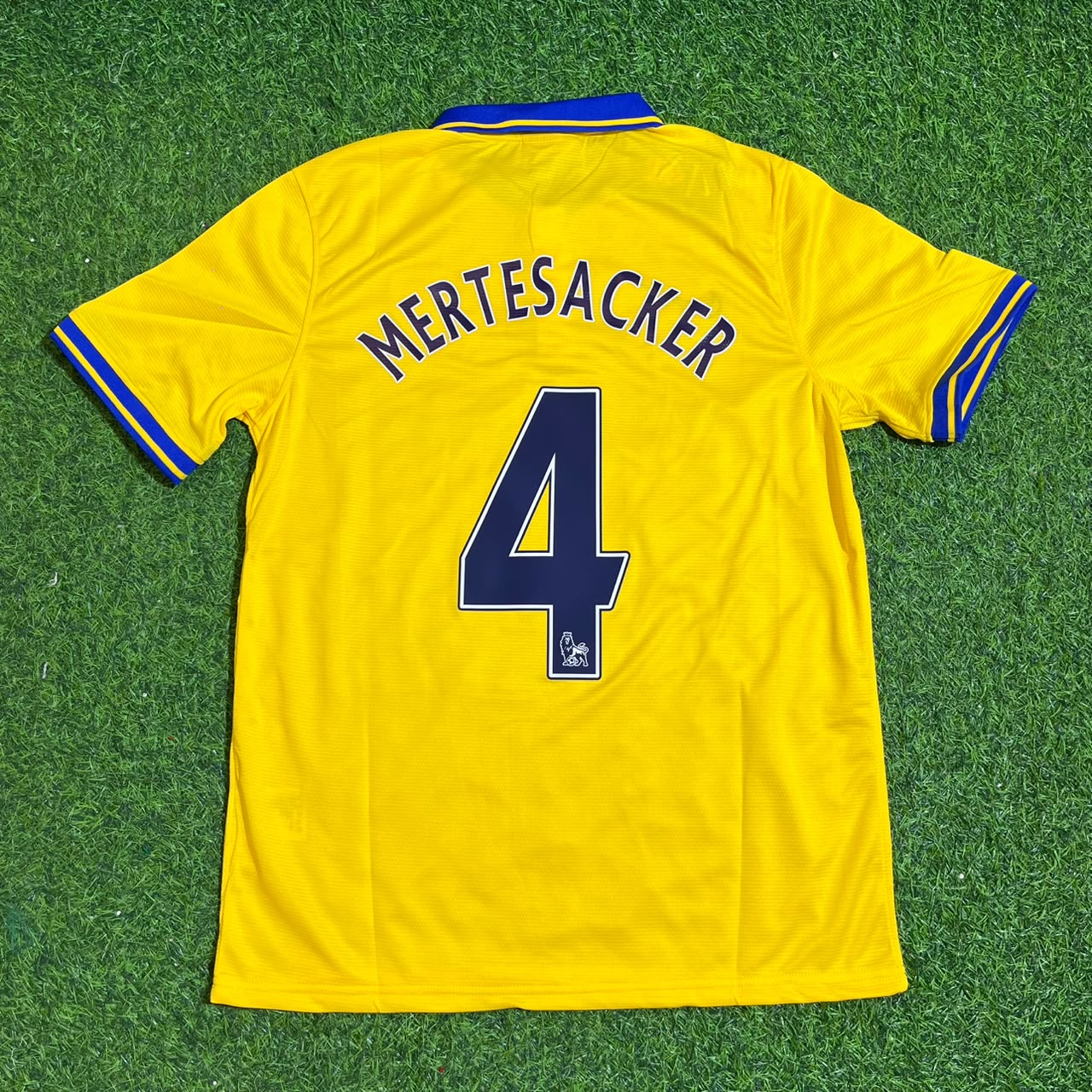 Per Mertesacker – Arsenal 2013/2014 Yellow Retro Kit Jersey Trikot Maillot Soccer Shirt