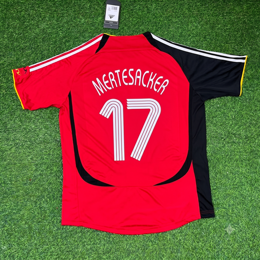 Per Mertesacker Germany 2006 World Cup Away Red Black Retro Football Jersey