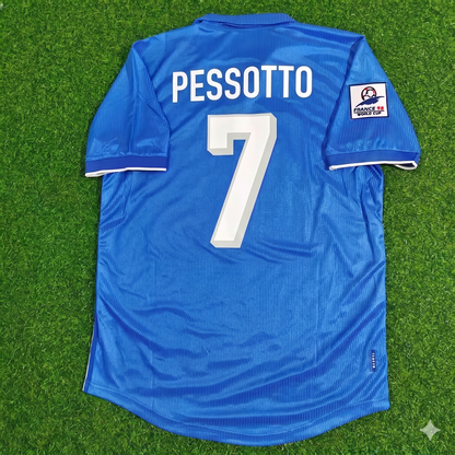Gianluca Pessotto Italy 1998 World Cup Home Blue Retro Football Jersey