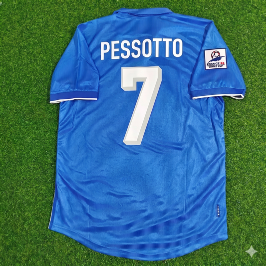 Gianluca Pessotto Italy 1998 World Cup Home Blue Retro Football Jersey