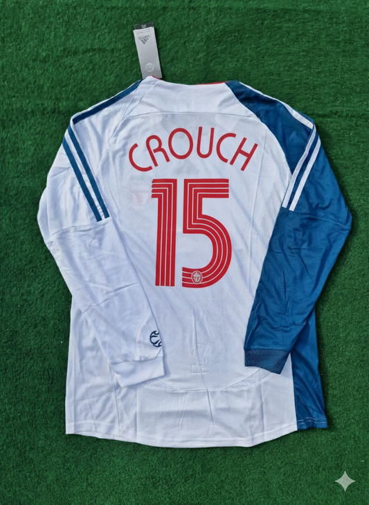Peter Crouch Liverpool 2007 White Blue Long Sleeve Retro Jersey Trikot Maglia