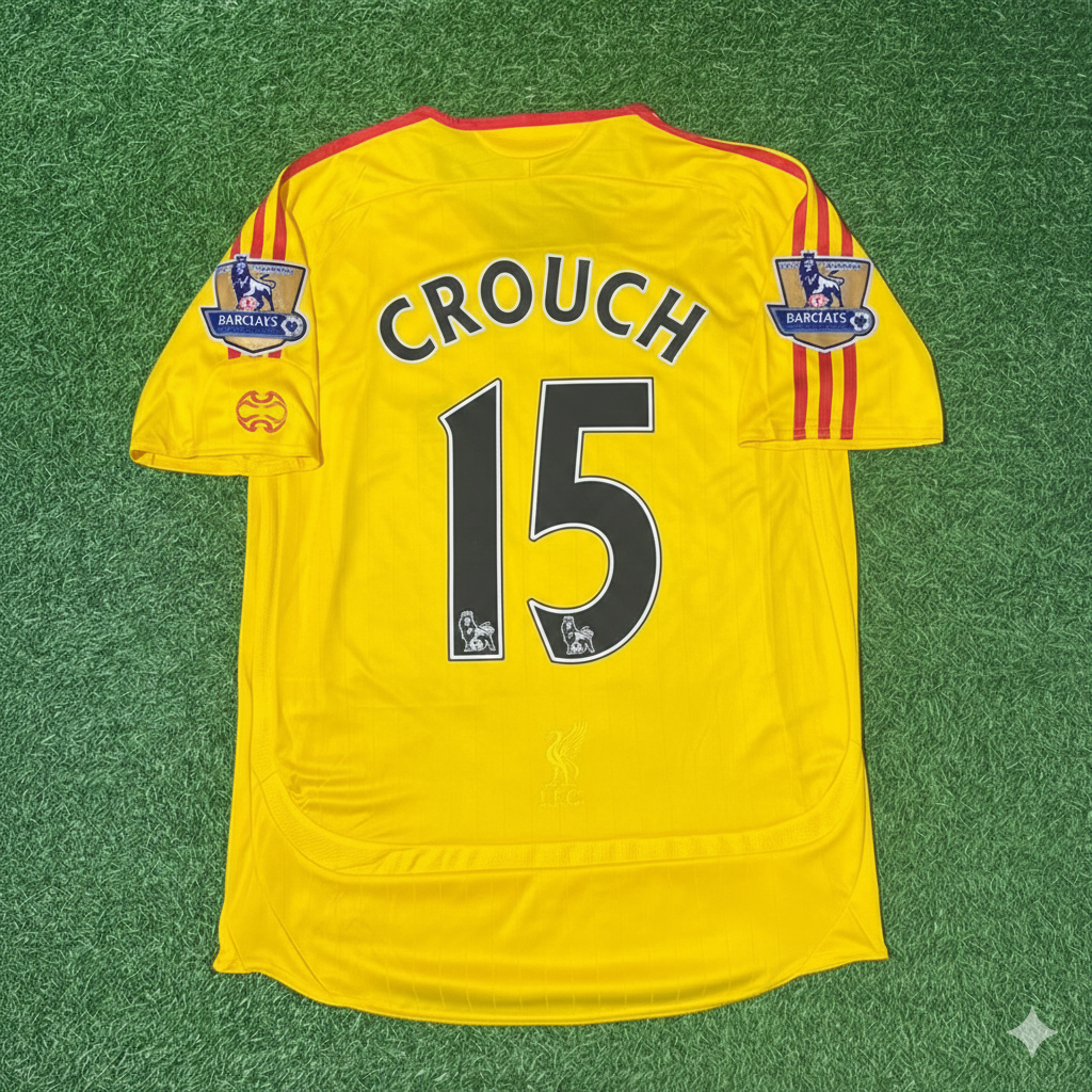 Peter Crouch Liverpool 2006/2007 Gelbes Retro-Fußballtrikot