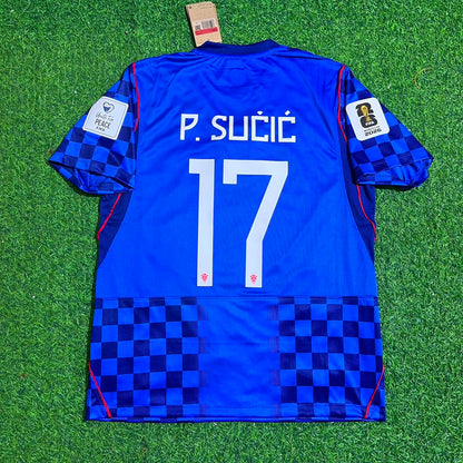 Petar Sučić Croatia 2026 World Cup Away Blue Football Jersey