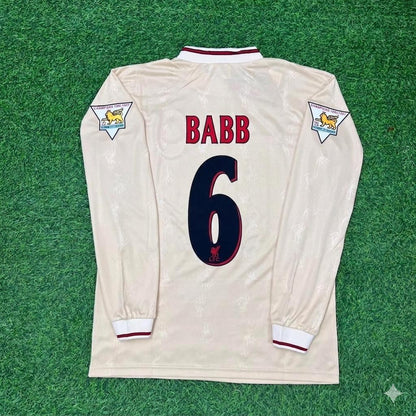 Phil Babb Liverpool 1996 1997 Retro Away White Long Sleeve Jersey