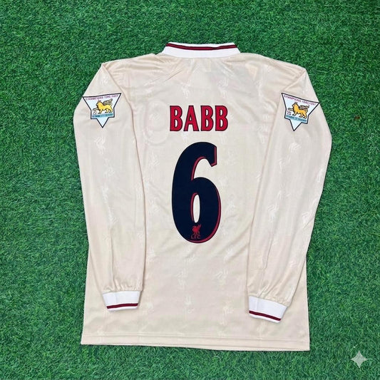 Phil Babb Liverpool 1996 1997 Retro Away White Long Sleeve Jersey