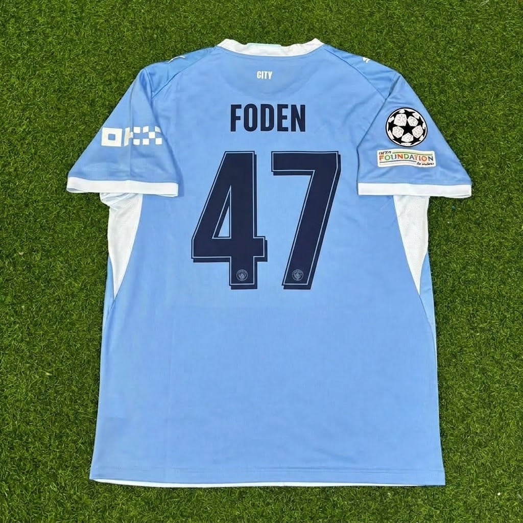 Phil Foden #47 Manchester City 2026-27 Home New Season Champions League Patch Jersey Trikot Maillot Soccer Shirt