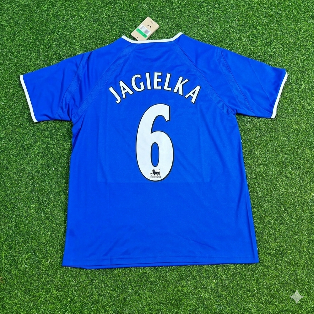 Phil Jagielka #6 Everton Fc Blue Retro Football Jersey