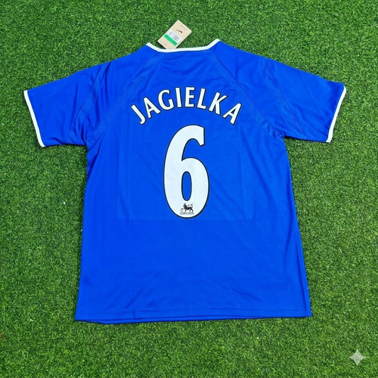 Phil Jagielka #6 Everton Fc Blue Retro Football Jersey