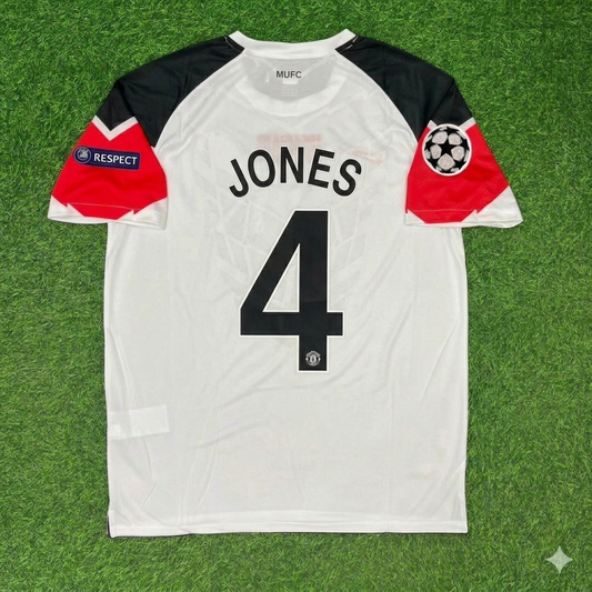 Phil Jones #4 Manchester United 2011 Champions League Final White Football Jersey