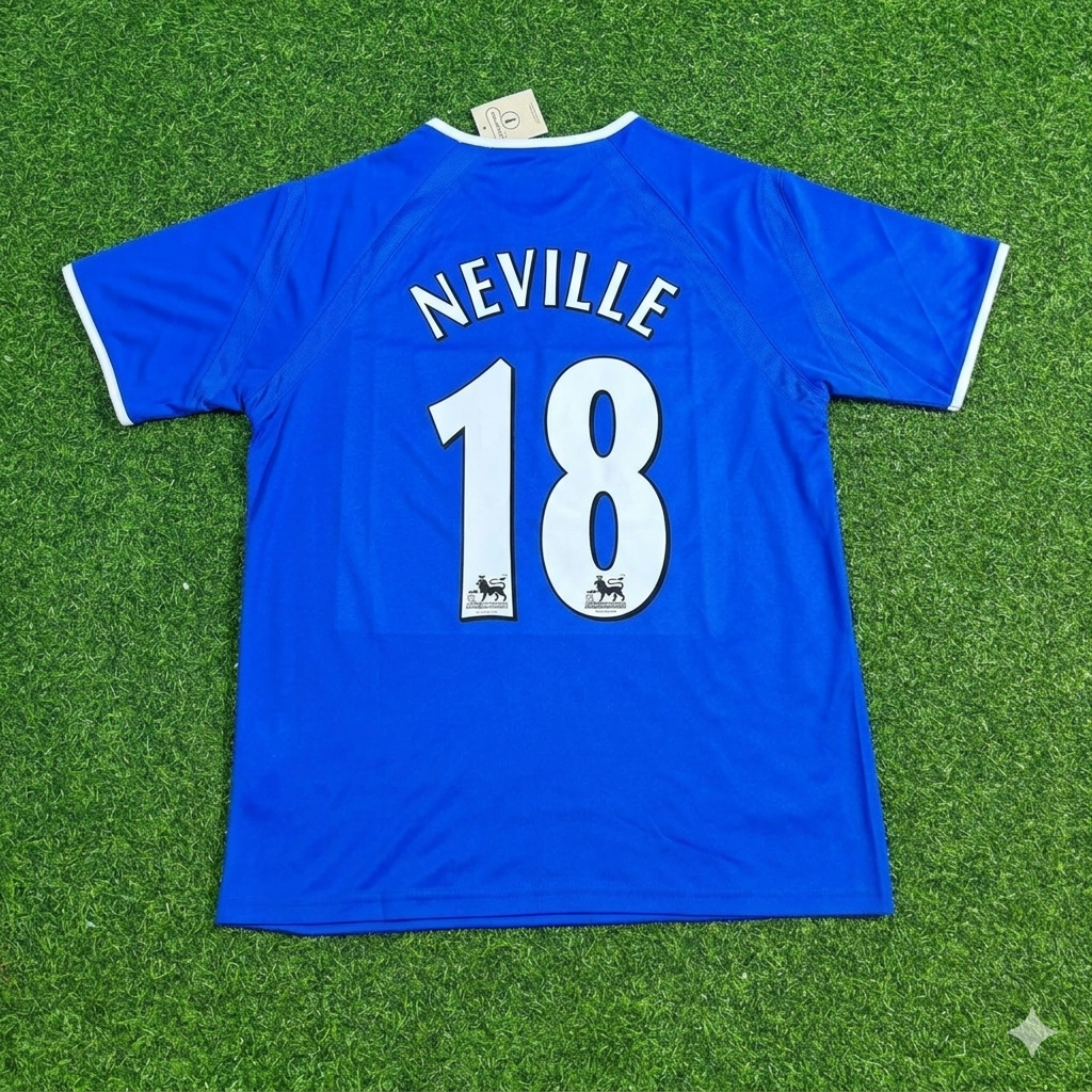 Gary Neville #18 FC Everton Blaues Retro-Fußballtrikot