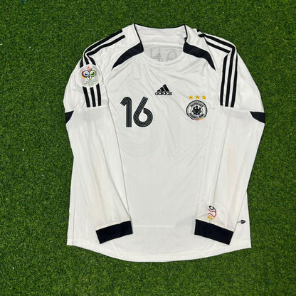 Philipp Lahm Germany 2006 World Cup Long Sleeve White Football Jersey
