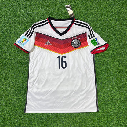 Philipp Lahm - Germany Deutschland 2014 World Cup White Retro Kit Jersey Trikot Maillot Soccer Shirt