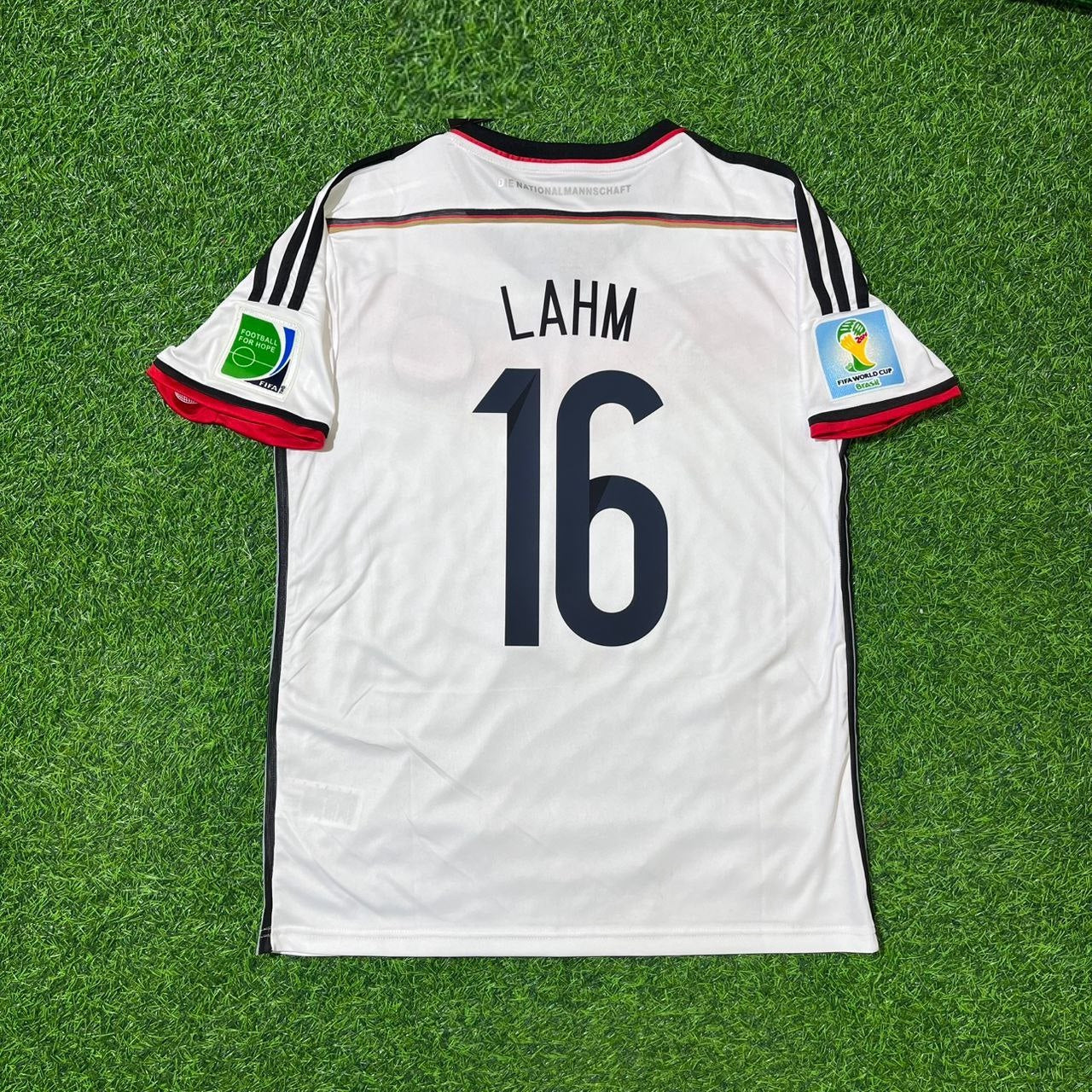 Philipp Lahm - Germany Deutschland 2014 World Cup White Retro Kit Jersey Trikot Maillot Soccer Shirt