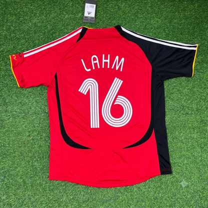 Philipp Lahm Germany 2006 World Cup Away Red Black Retro Football Jersey